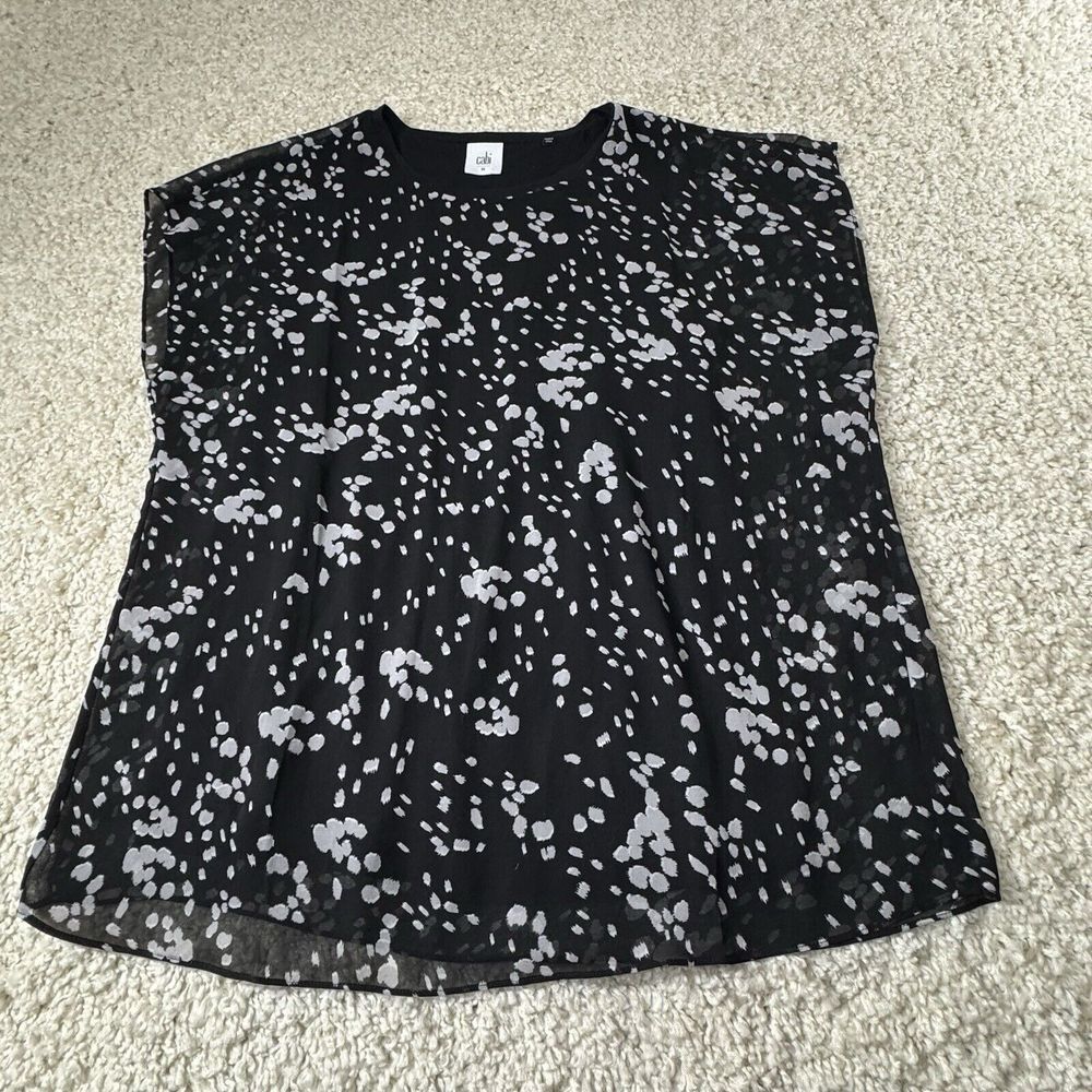 CAbi‎ Top Women's Size L Pullover Blouse Black Gray Sleeveless Career